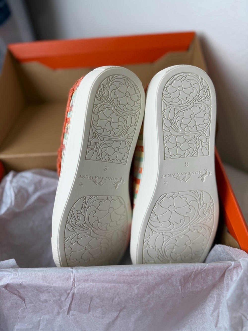 Montana West Orange & Multicolor Aztec Slip-On Sneakers-NIB - Picture 6 of 10